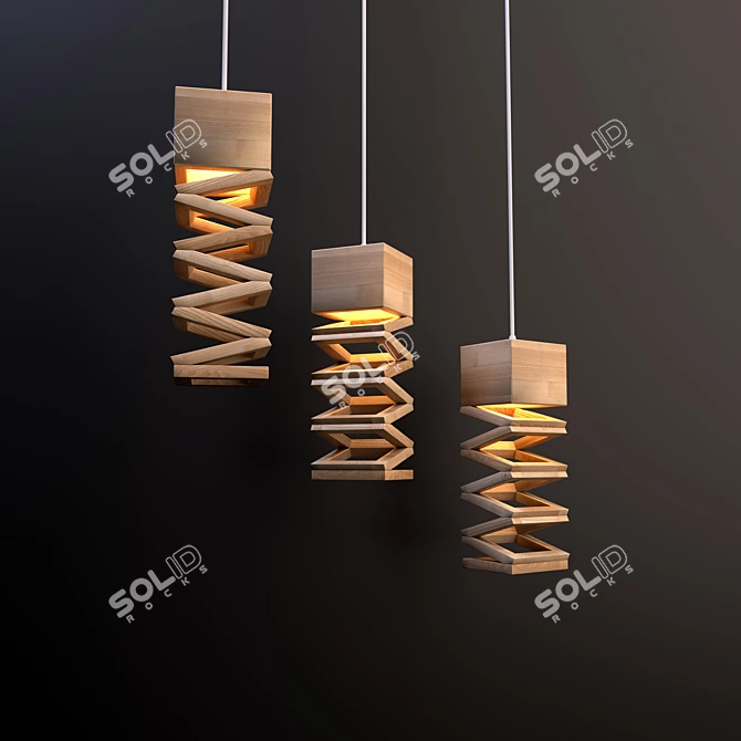 Modern Wood Pendant Lamp 3D model image 1