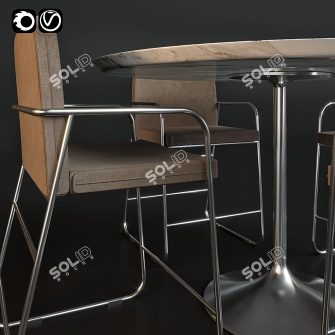 Modern Table and Chair Set 3D model image 2