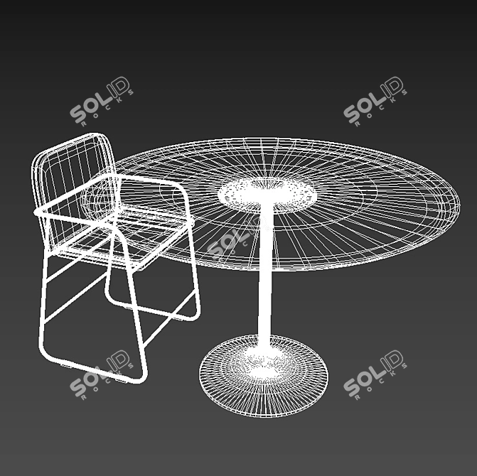 Modern Table and Chair Set 3D model image 3