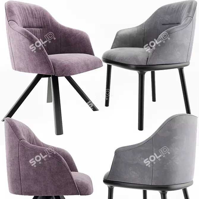 Elegant Remus Dining Chairs 3D model image 1