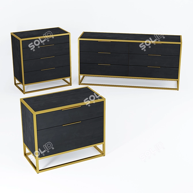 Oxford Black Chest, Dresser, File Cabinet: Modernize Your Storage 3D model image 1