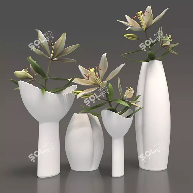 Nordic Design Rosenthal Vase Set 3D model image 1