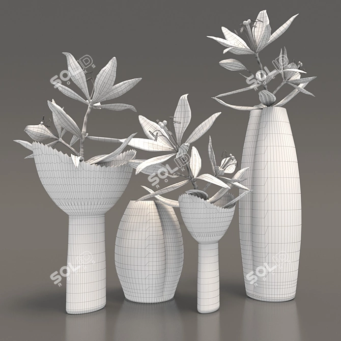 Nordic Design Rosenthal Vase Set 3D model image 2