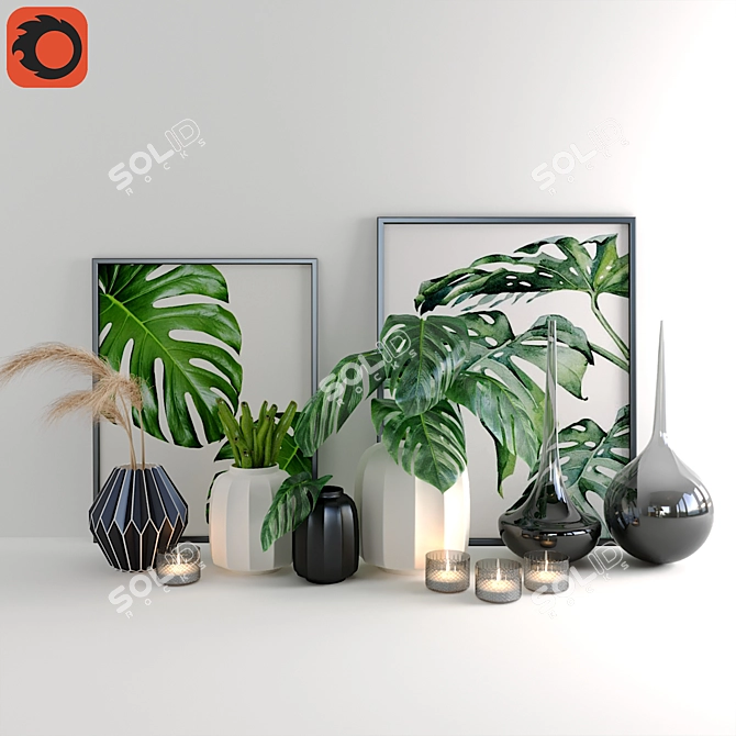 Vibrant Green Poly Set 3D model image 1