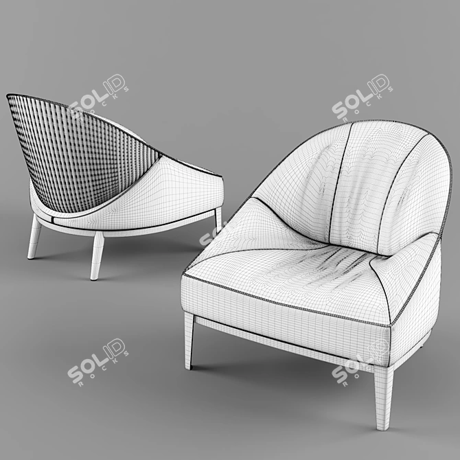 Elegant Rosemary Upholstered Armchair 3D model image 2