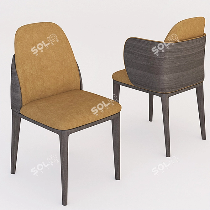 Sleek Manda Wood Busnelli Chair 3D model image 1