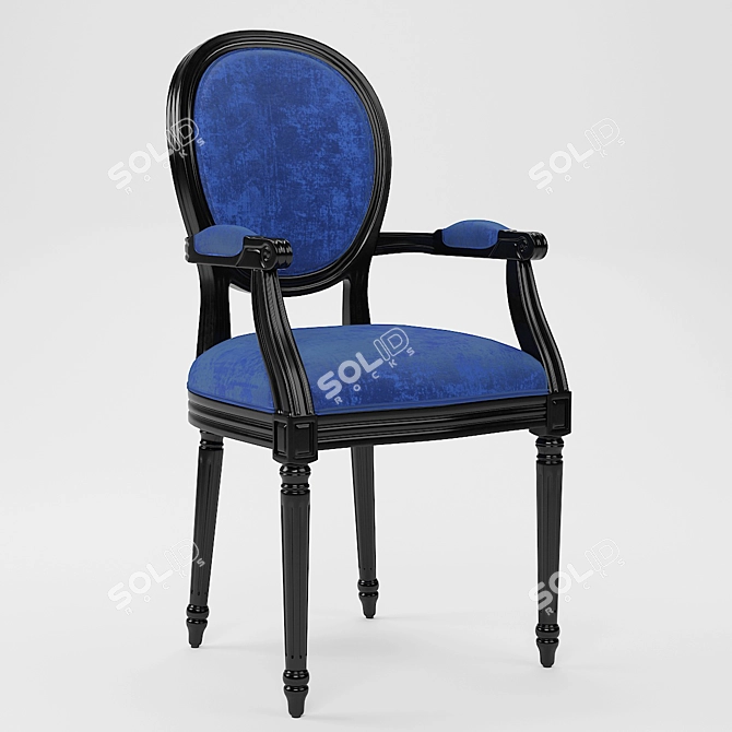 French Style Velvet Dining Chair Set 3D model image 1
