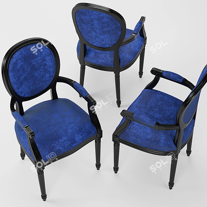 French Style Velvet Dining Chair Set 3D model image 2