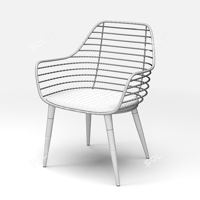 Phuket Metal Framed Dining Chair 3D model image 3