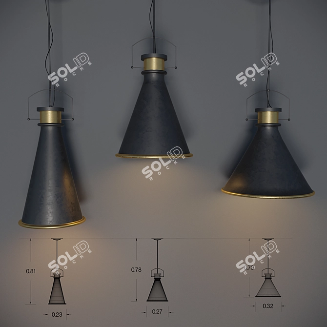 Elegant Trio of Ceiling Lights 3D model image 1