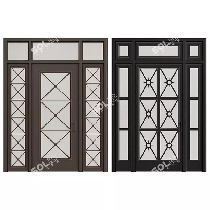 Elegant Entry Doors 3D model image 1