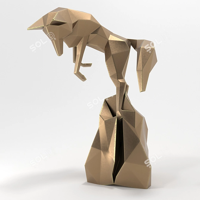 Bronze Fox Statuette 3D model image 1