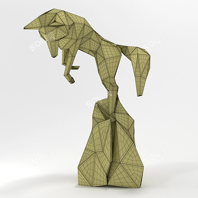 Bronze Fox Statuette 3D model image 3