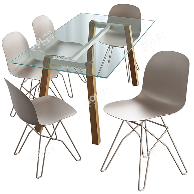 Classy Connubia Calligaris Academy Chair & T Table 3D model image 1