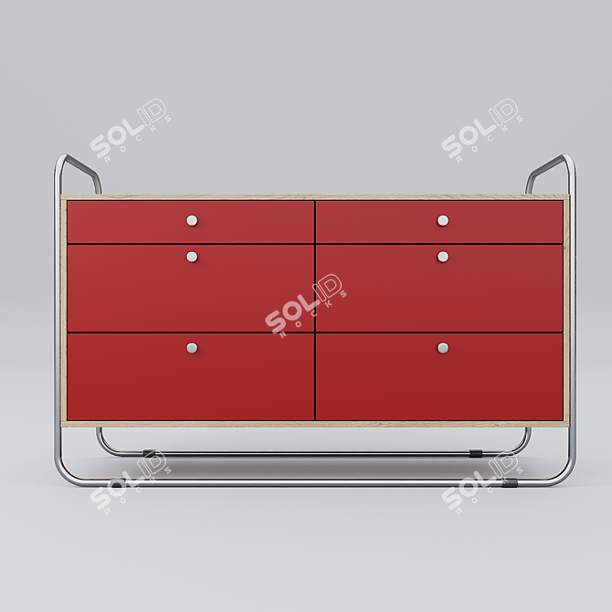 Stylish Bauhaus Chest of Drawers 3D model image 1