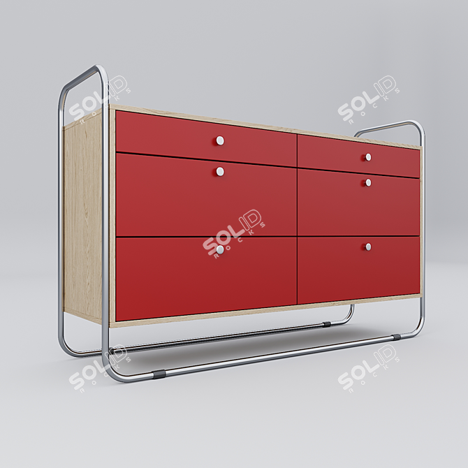 Stylish Bauhaus Chest of Drawers 3D model image 2