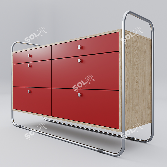 Stylish Bauhaus Chest of Drawers 3D model image 3