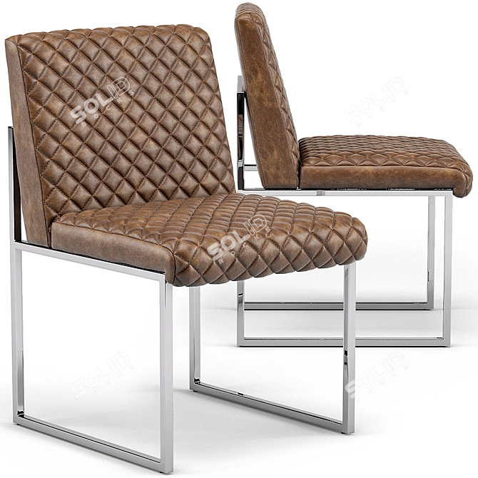 Quilted Cognac Lancaster Dining Chair: Elegant and Comfortable 3D model image 1