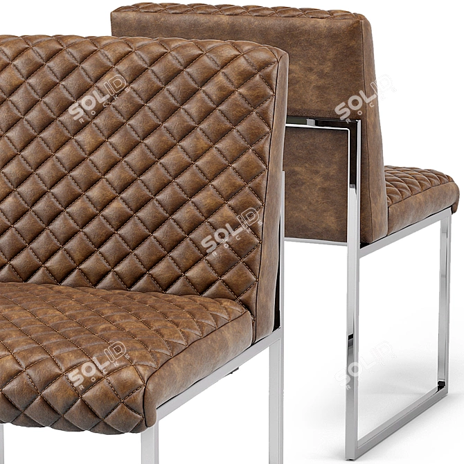 Quilted Cognac Lancaster Dining Chair: Elegant and Comfortable 3D model image 2