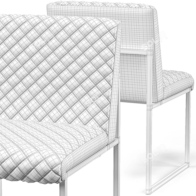 Quilted Cognac Lancaster Dining Chair: Elegant and Comfortable 3D model image 3