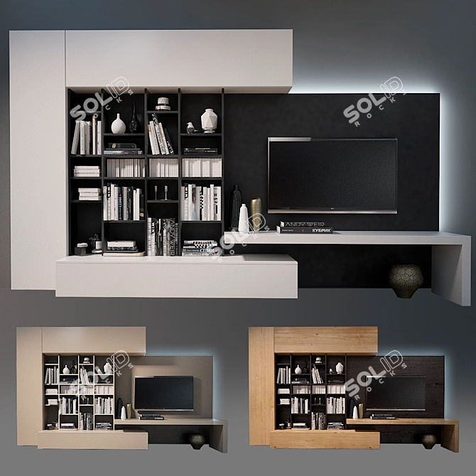 Elegant TV Wall: Electronics, Décor & More 3D model image 1