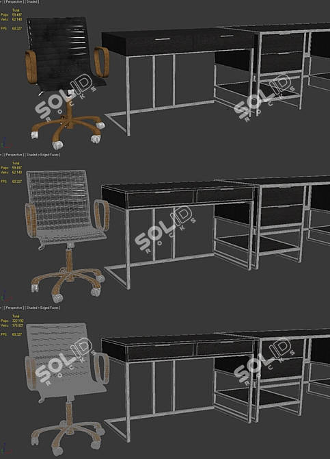 Sleek Black Leather Office Chair 3D model image 5