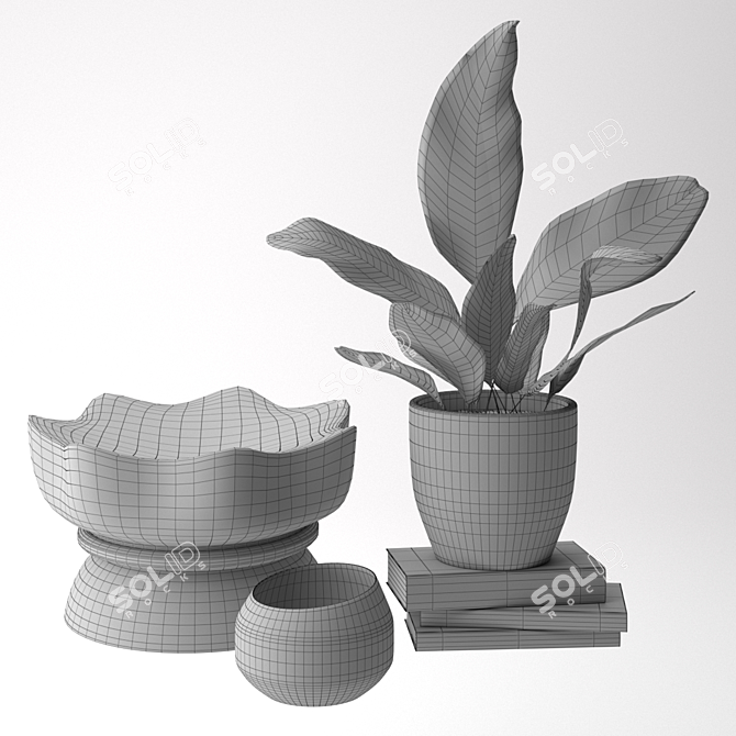 Copper Round Candle & White Ceramic Planter 3D model image 2