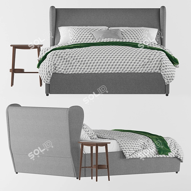 Modern Rubens Bed & Penn Bedside 3D model image 2