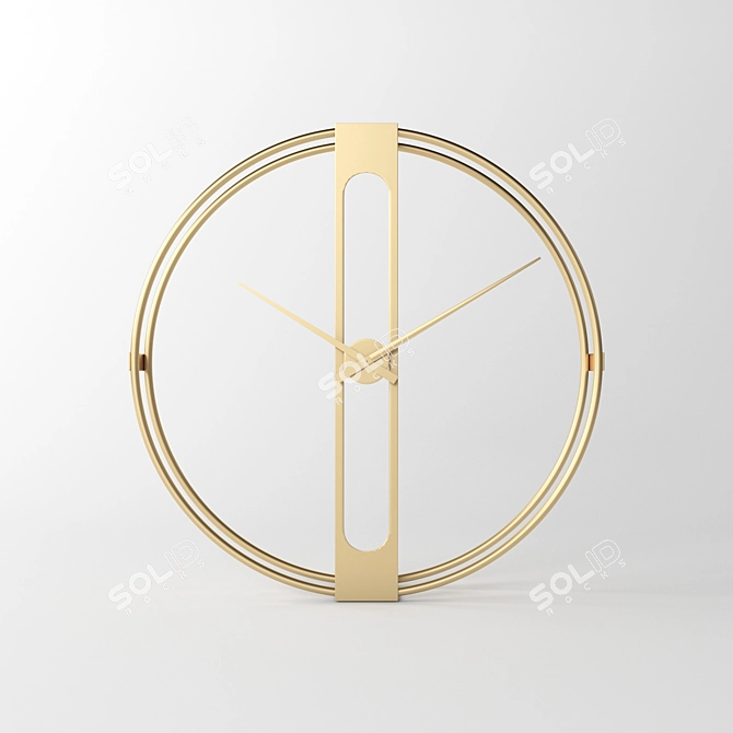 Luxury Gold Clip Wall Clock 3D model image 2