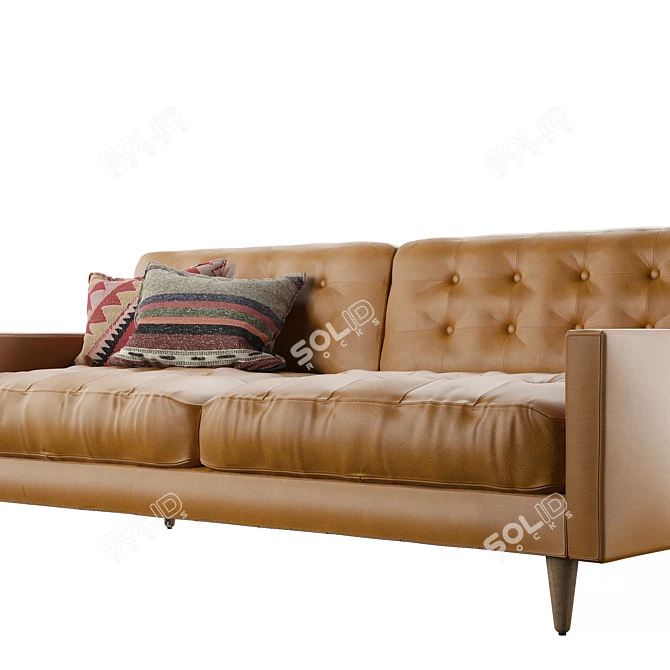 Elegant Camel Leather Sofa 3D model image 2
