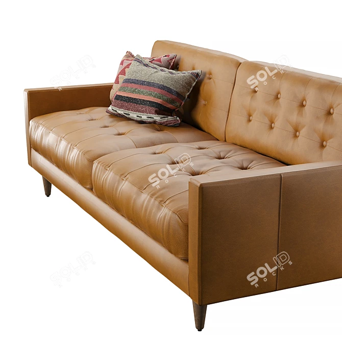 Elegant Camel Leather Sofa 3D model image 3