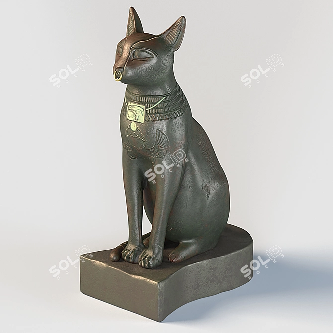 Eternal Bastet Bronze Cat 3D model image 1