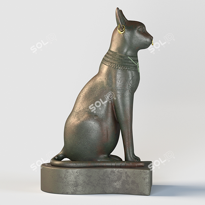Eternal Bastet Bronze Cat 3D model image 2