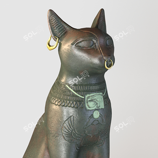 Eternal Bastet Bronze Cat 3D model image 3