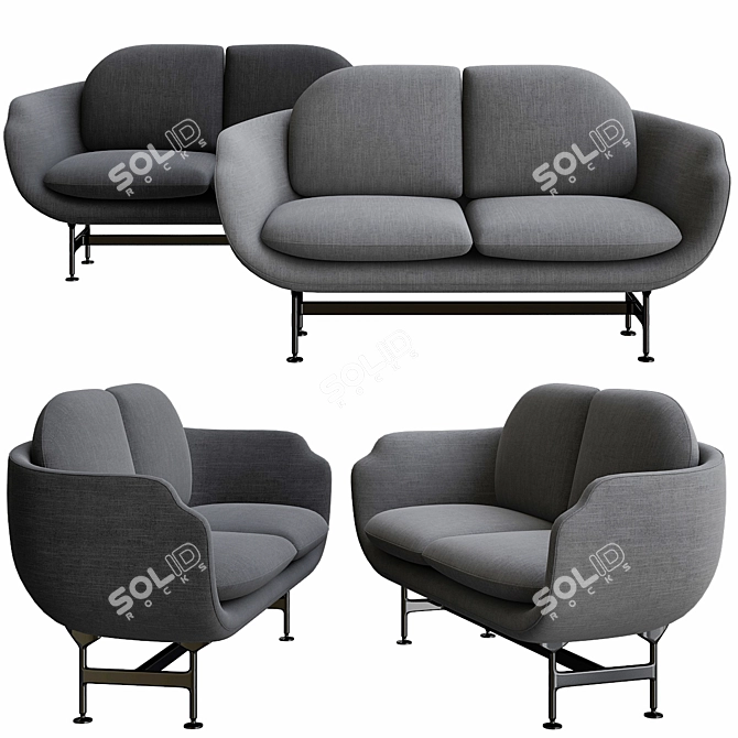 Elegant Cassina 2-Seater Sofa 3D model image 1