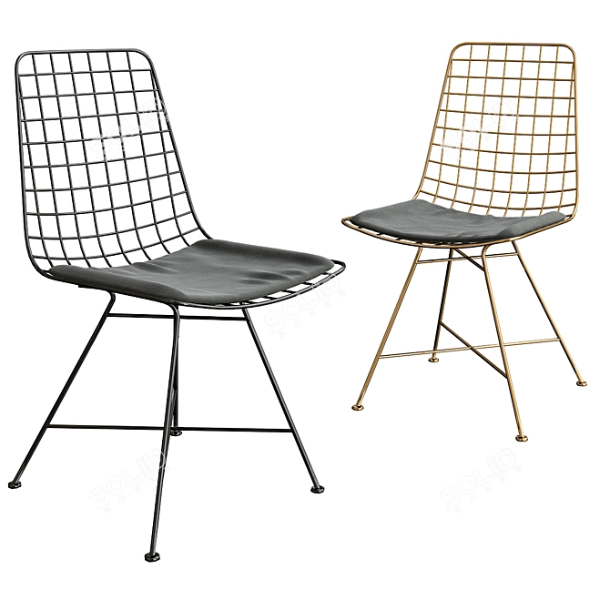 Sleek Grid Black Chair 3D model image 1