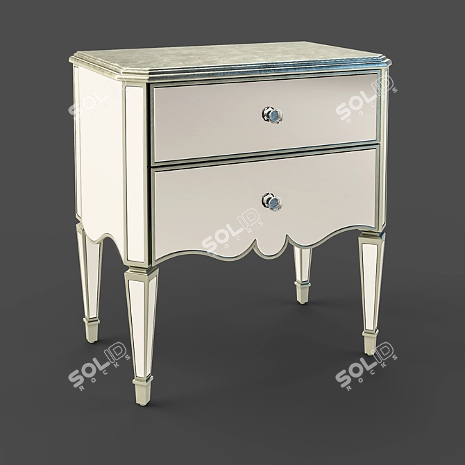 Reflective Glamour Bedside Table 3D model image 1