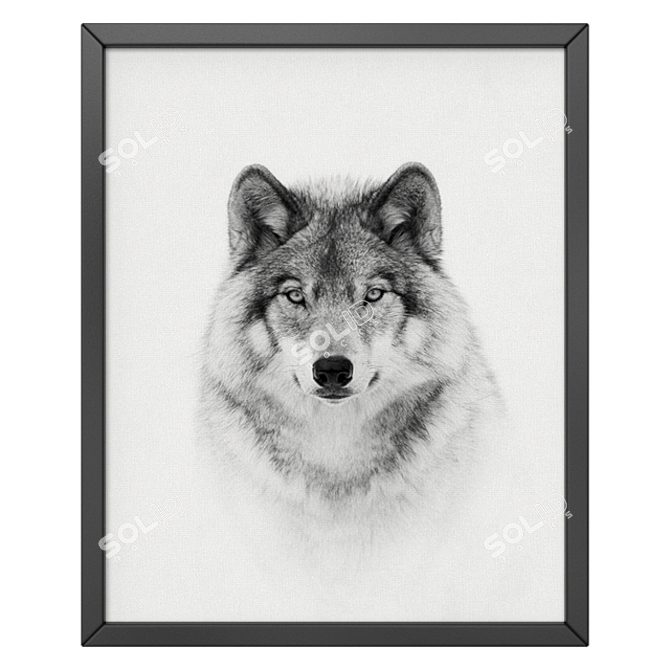 Modern Wolf Art Poster 3D model image 1