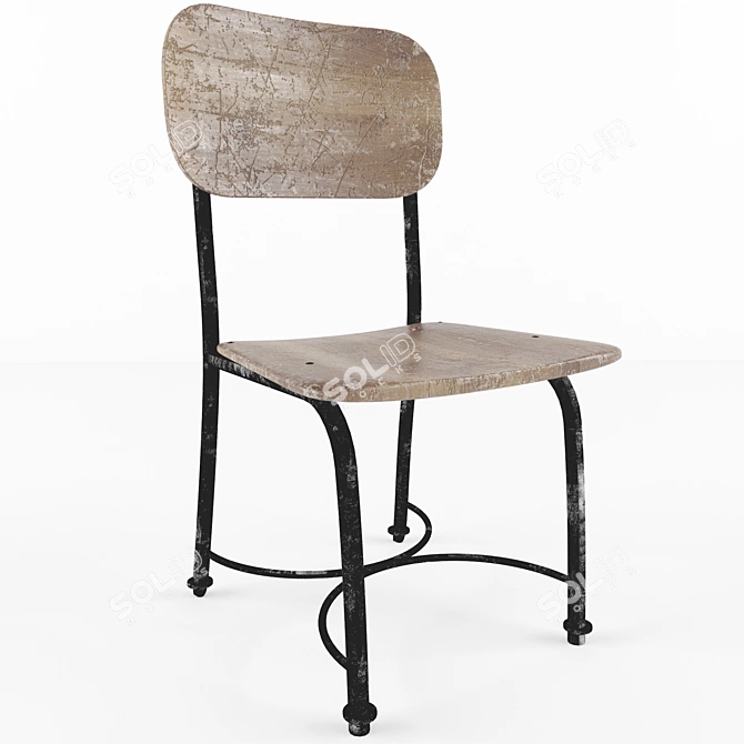 Vintage Retro Wooden Chair 3D model image 1