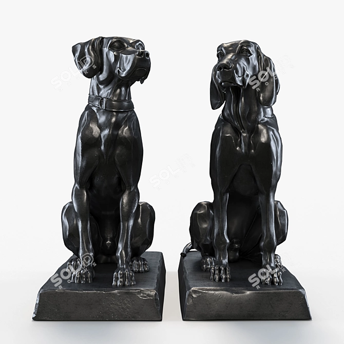 Title: Elegant Dog Sculptures for Home Decor 3D model image 2