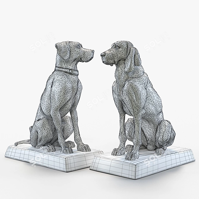 Title: Elegant Dog Sculptures for Home Decor 3D model image 3