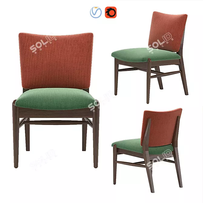 Midcentury John Kean Dining Chair 3D model image 1