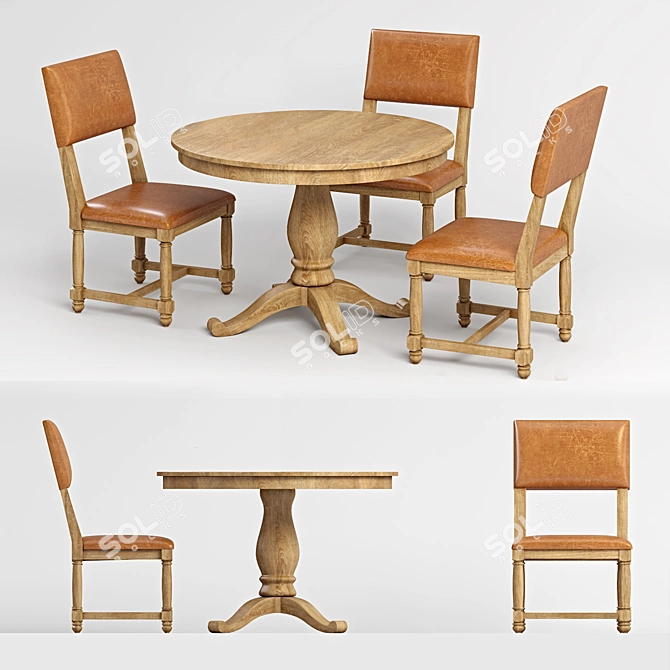 Elegant Avalon Table & Antique Bernhardt Side Chair 3D model image 1