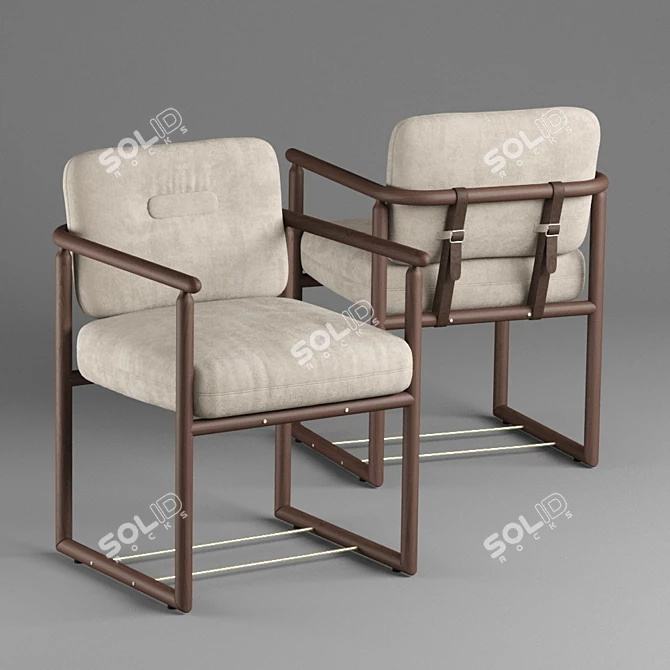 Contemporary Bethak Dining Chair 3D model image 1