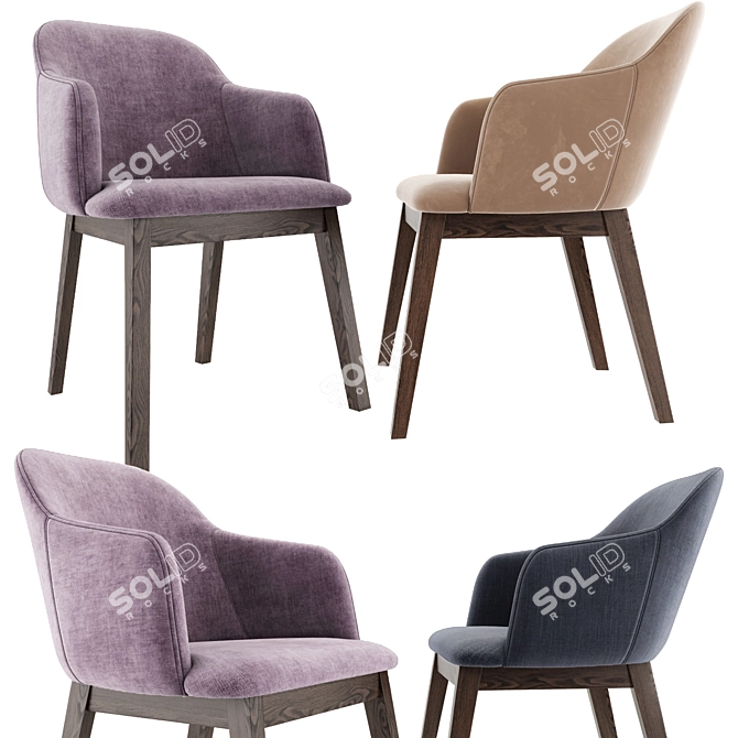 Elegant Coco Dining Chair Set 3D model image 1