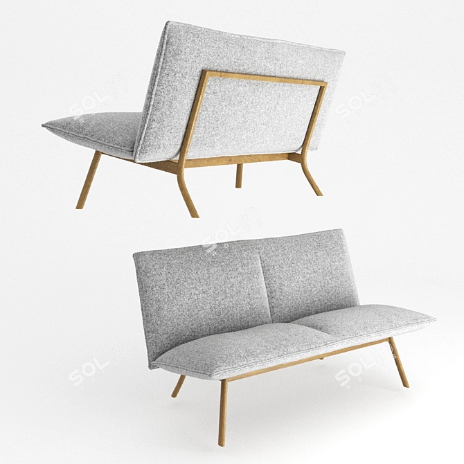 Lab XL 2-Seater Fabric Sofa 3D model image 1