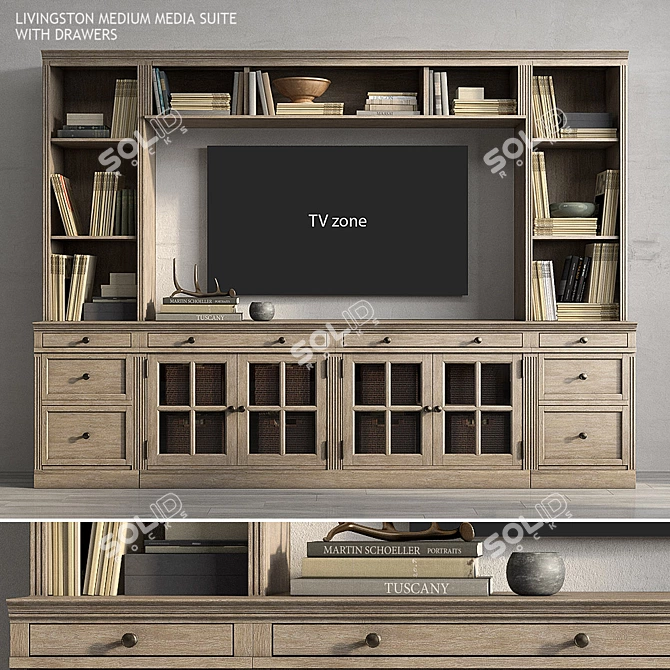 Elegant Livingston Media Suite: Gray Wash 3D model image 1