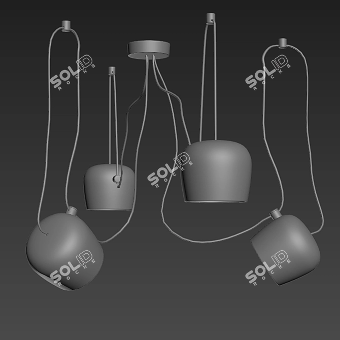 Modern 4-Point Pendant Lamp 3D model image 2