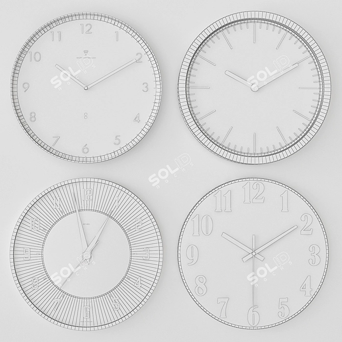 Modern Radio Wall Clock 3D model image 2
