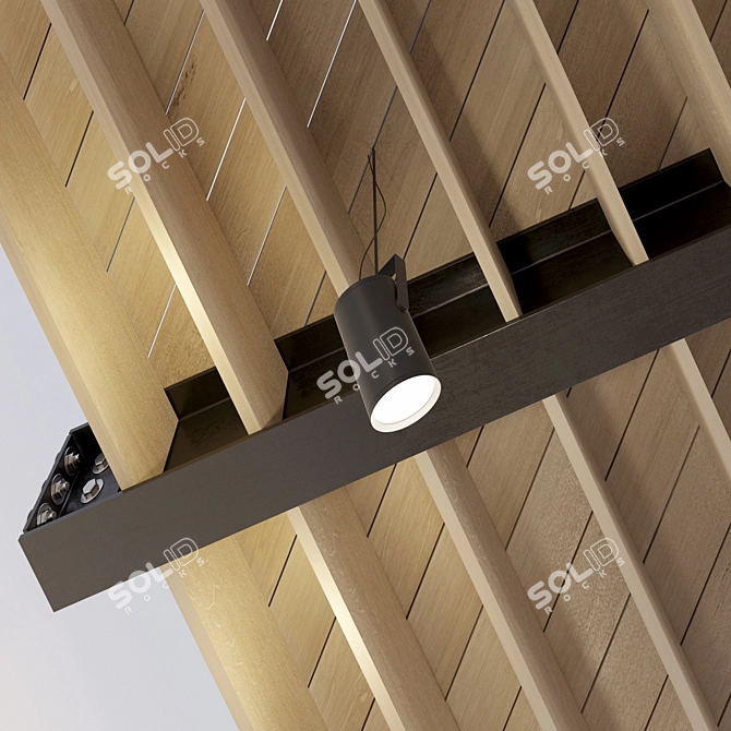 Rustic Metal and Wood Ceiling 3D model image 2